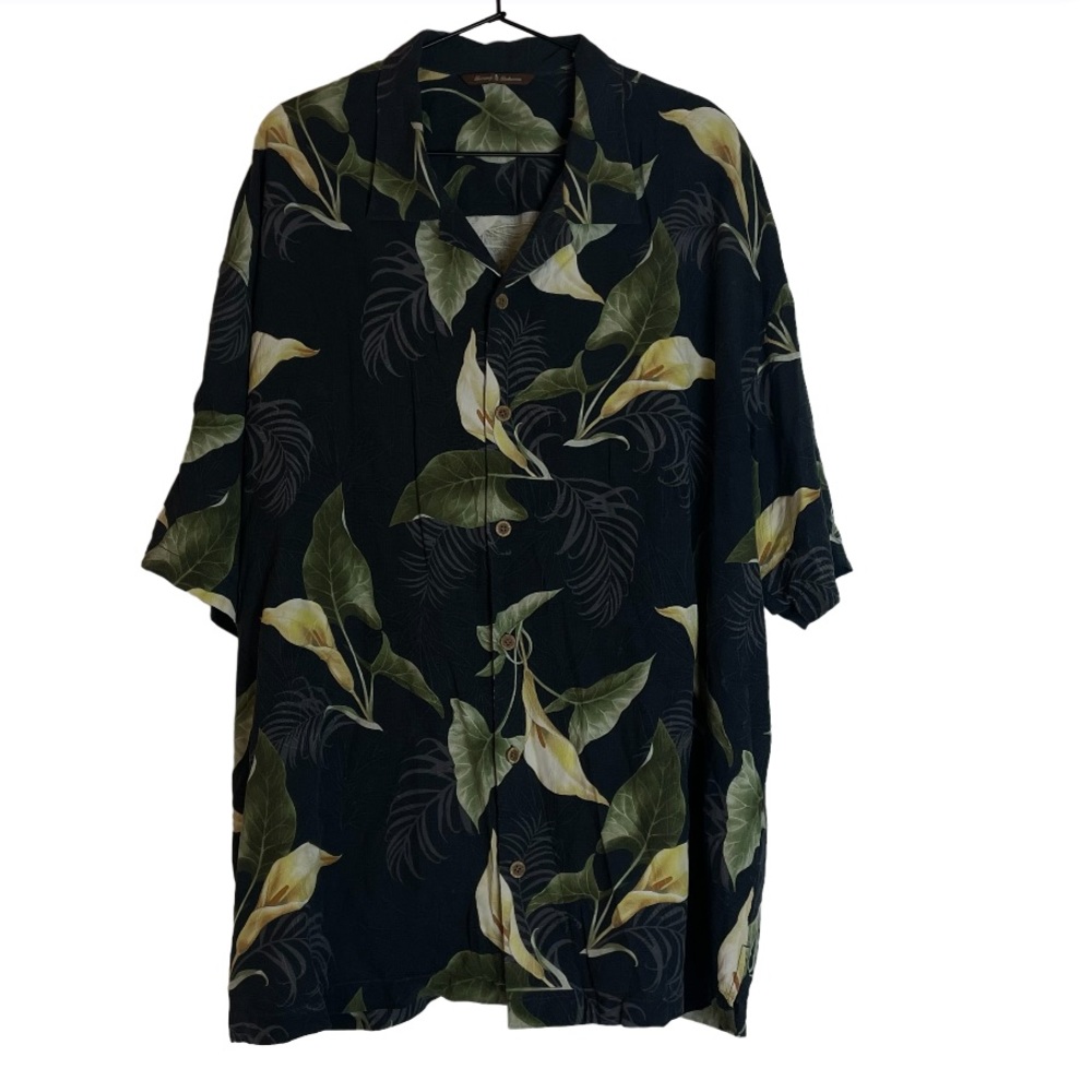 Tommy Bahama Lily Printed Silk Button Down Shirt - Size XXL